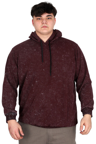 ModeXL Чоловічий світшот з капюшоном - Модель XL, великий розмір, кислотне прання Interlok U24167 - Мурдум