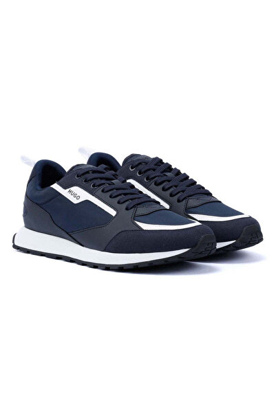 HUGO Erkek Rahat Yüksek Taban Deri Lacivert Sneaker 50536568-401
