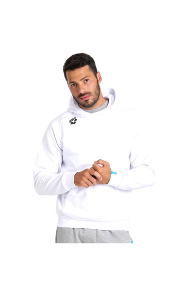 ARENA Ανδρικό φούτερ με κουκούλα Team Hooded Sweat Panel σε λευκό casual στυλ 004904100