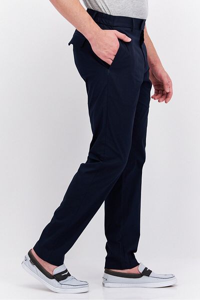 Esprit Men Slim Fit Solid Stretchable Chino Pants, Navy