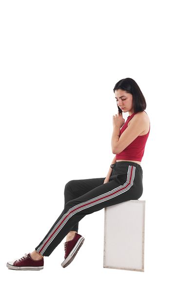ASN concept Women's Anthracite Knitted Fabric Sweatpants with Side Stripes Large Size