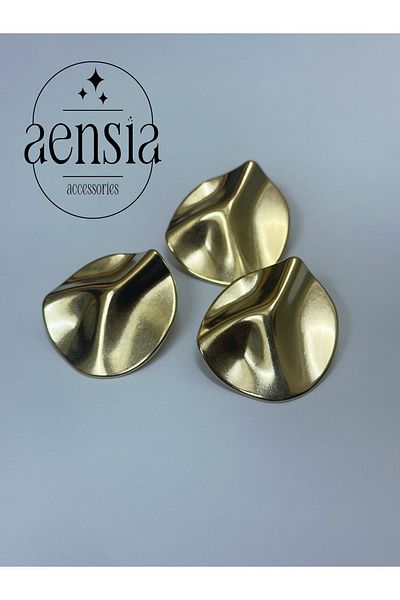 aensia Gold Embossed Striped Large Coat - 3.81 Cm, Curved Trench Button, 3 Pack