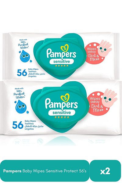 Pampers Baby Wipes Sensitive Protect 56's X2
