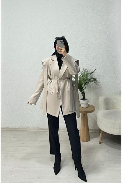lurex moda Jachetă Blazer cu curea de umăr