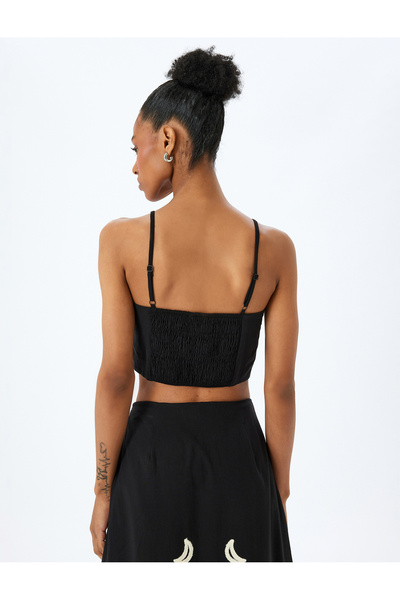 Koton Pamuklu Slim Fit Gipeli İnce Askılı Crop Büstiyer