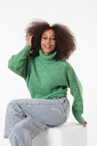 Figo Turtleneck Raglan Sleeve Ribbed Knitwear Sweater