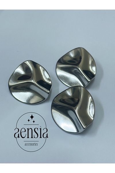 aensia 3.81 cm Curved Silver Coat Jacket Trench Coat - Button Detail, 3 Pack