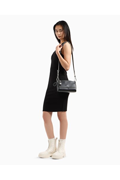 Armani Exchange Women's Round Neck Sleeveless Short Black Dress Xw 000943 Af13729-Uc001