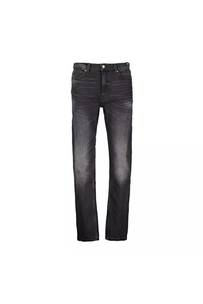 HUGO Erkek Normal Bel Eskitme Desenli Slim Fit Dar Paça Siyah Jeans 50530597-008