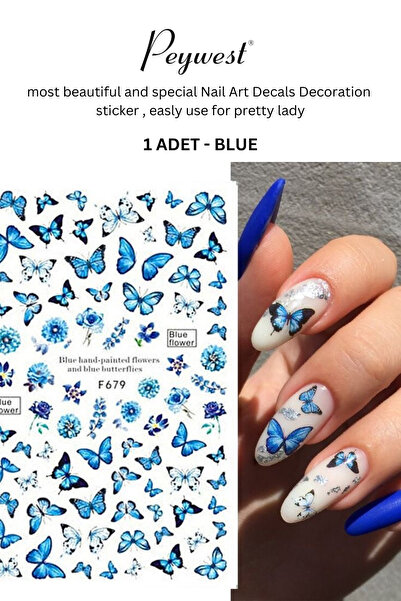 PEYWEST Kelebek Desenli Tırnak Stickerı Nail Art Süsü (100 ADET)