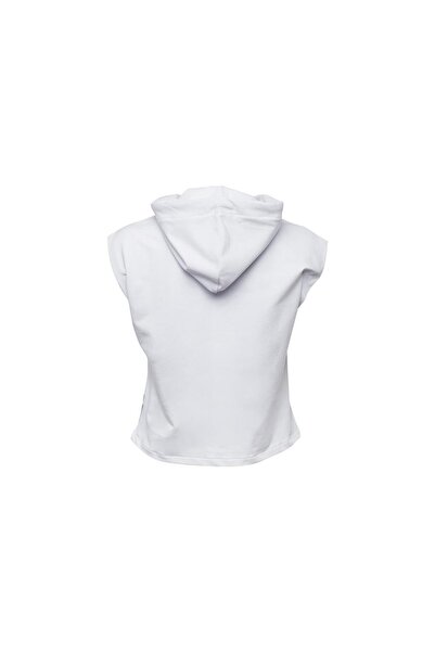 ANEMOSS Хвиляста безрукавна куртка з капюшоном для жінок, біла