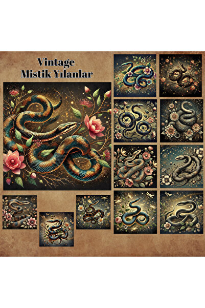 Pink Swan Craft 12 komada vintage mističnih zmija, set naljepnica za albume, ...