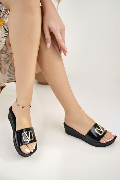 Modafırsat Women's Casual Slippers Black High Wedge Sole Wedding Engagement Graduation Office Business Casual Slippers