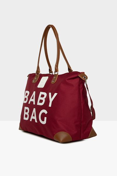 Bagmori Claret Red Baby Bag Printed Garnished Mother Baby Bag m 000008582