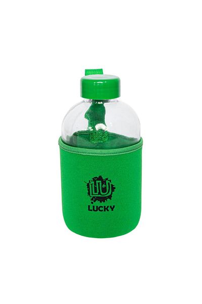Biggdesign قارورة زجاجية من Moods Up Lucky مع غطاء من النيوبرين سعة 600 مل