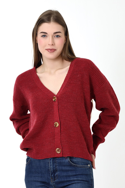 Devinka Cardigan de damă Burgundy Preț avantajos Tricotaj cu nasturi