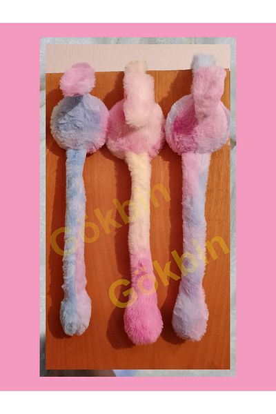 Gökbin Children's Rainbow Colors Plush Moving Sound Rabbit Headphones Winter 1Pc