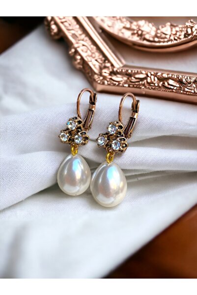 FAYRA ACCESSORIES Krisal Taşlı Inci Sallantılı Küpe