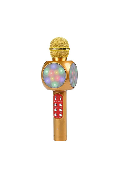 Evervox Karaoke Mikrofon , Bluetooth Özellikli Çocuk Mikrofonu Karaoke Işıklı Mikrofon 1816 Gold