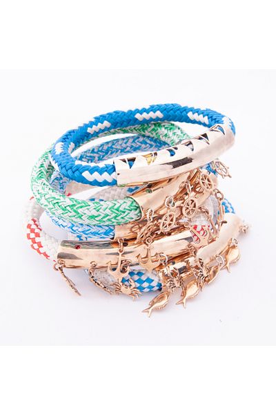 ANEMOSS Anchor Design Blue Rope Women's Bracelet