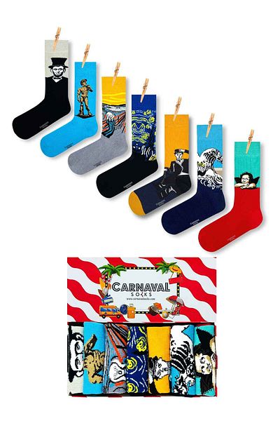CARNAVAL SOCKS 7 Pack Art Socks - Σετ κάλτσες με σχέδια και πολύχρωμες