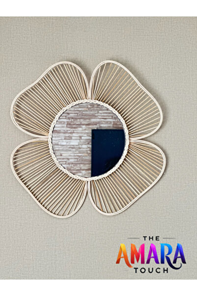 THE AMARA TOUCH Rattan Bambu Dekor Ayna, Çocuk Odası,konsol Ayna, Yuvarlak Du...