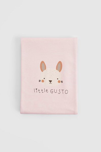 Little Gusto Organic Cotton Double Layer Rabbit Patterned Pink Baby Blanket