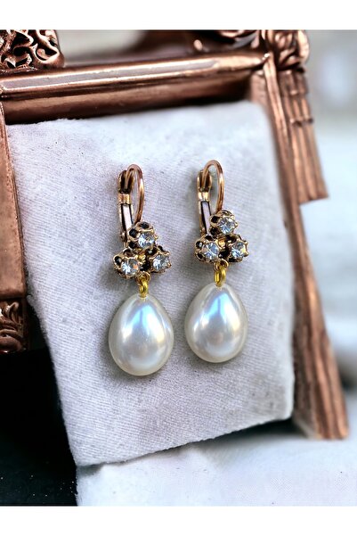FAYRA ACCESSORIES Krisal Taşlı Inci Sallantılı Küpe