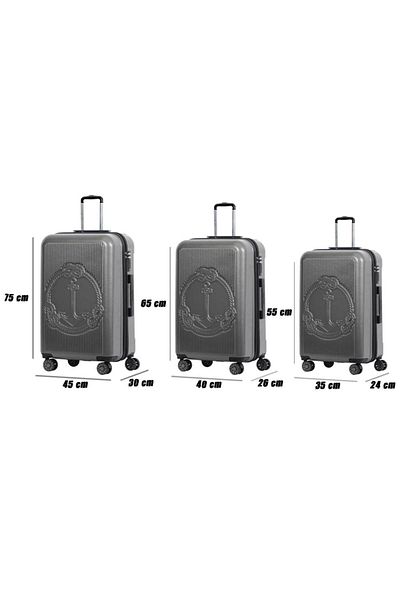 Biggdesign Sada 3dílných kufrů Ocean Grey, Abs Trunk, 360 °   Kolo, kombinovaný zámek