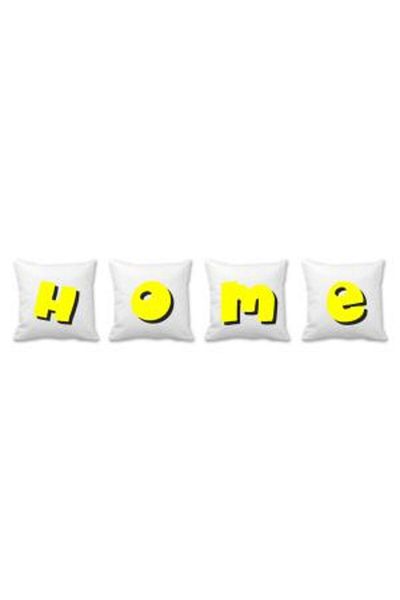 Biggdesign Home Yellow White 4-Piece Pillow Case