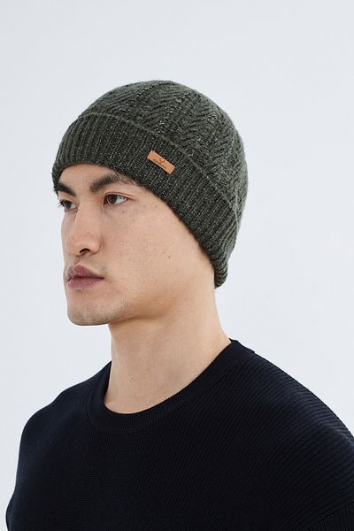 Nordbron Khaki Acrylic Men's Knitwear - Soft, Stretchy, Double Fold Winter Logo Basic Greg
