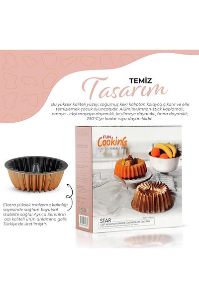 Serenk Fun Cooking Star Gugelhupfform 26 Cm Gelb, Made In Türkiye
