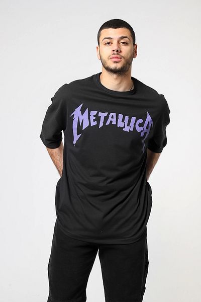 Sekizbiraltı Μπλουζάκι με στάμπα Metallica Purple Back Unisex Oversize Μαύρο