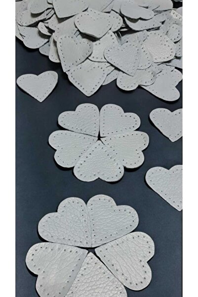 ELİS Deri Çiçek Aksesuar Kalp Figürü Inci Beyazı 60 Adet