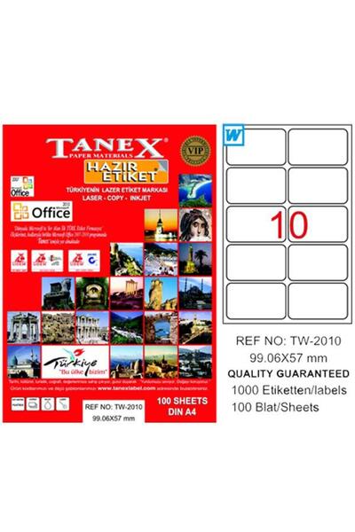 Tanex Laser Etiket 100 YP 99.1x57 Laser-Copy-Inkjet TW-2010