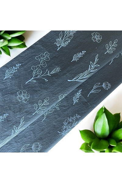 HUR-AY PACK White Floral Printed Black Hırırır Pelur - 17Gr / 50X70 cm 10 Pieces