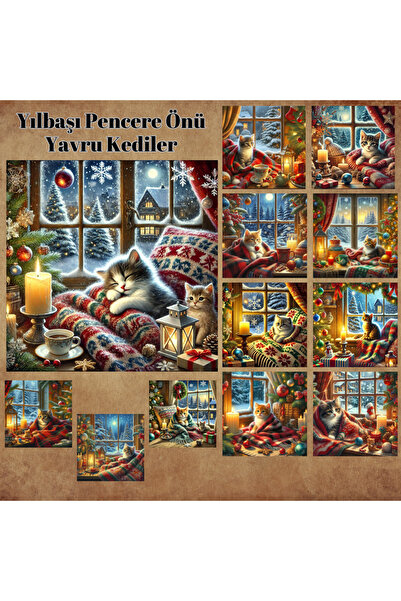 Pink Swan Craft 12 komada vintage novogodišnjih prozorskih mačića mačka spome...