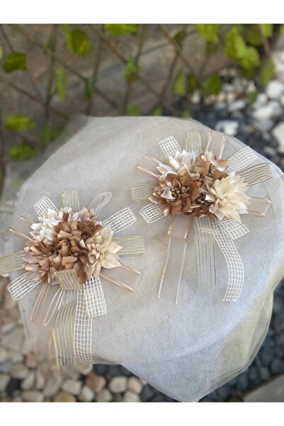 GÜRLEK TEKSTİL Gelin Bohçası Için Çiçek Motifli 3 Adet Bohça Çiçeği (BOHÇA SÜSÜ)