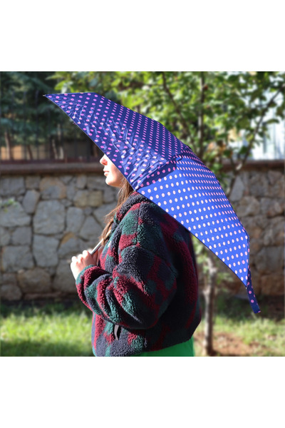 Biggdesign Moods Up Pembe Puantiyeli Lacivert Manuel Mini Şemsiye