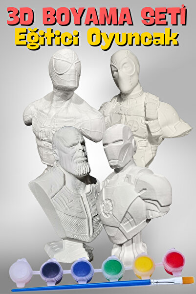 Craft3D Atölye Avengers Comics 4'lü Süper Kahramanlar Beton/taş/figür/büst Bo...
