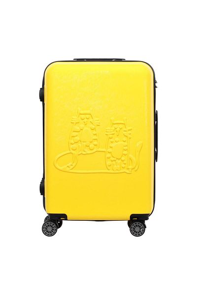 Biggdesign Biggdesign Cats Handbagage Koffer - Hardshell Reiskoffer 40L - 4 Wielen - Cijferslot - Geel
