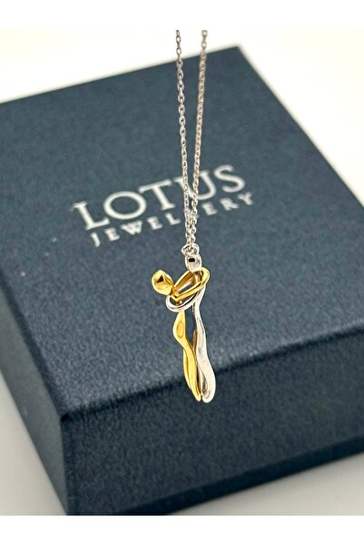 LOTUS JW Işıklı Kolye Kutulu Birbirine Sarılan Çift Sevgili Gümüş Kolye | 925 Ayar Gümüş Kolye