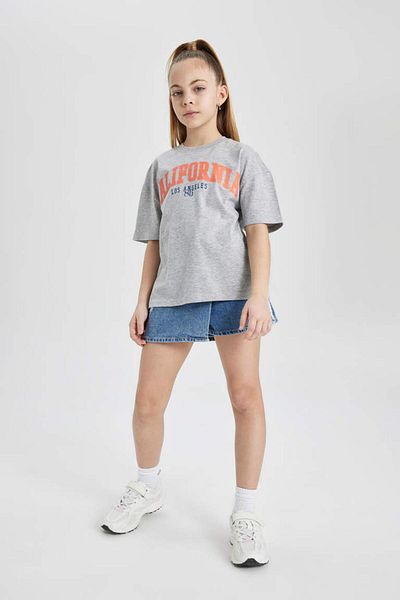 DeFacto Girls' Short Sleeve Printed T-Shirt - B5168A8