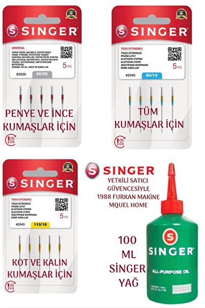 MQUEL Home Ev Tipi Dikiş Makinesi İğne Ve Yağ Seti 3 Adet Singer İğne Singer ...