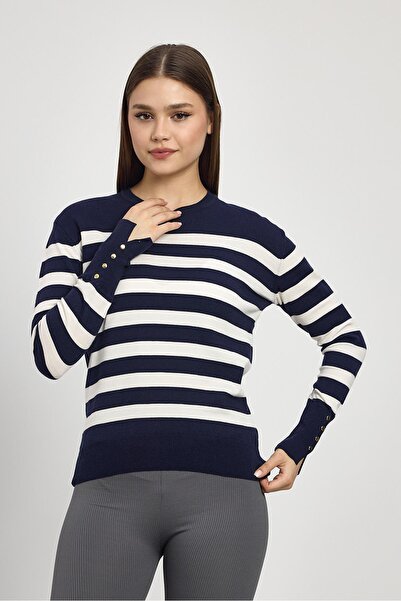 Rays Pulover Laci cu dungi cu detaliu nasturi 24346