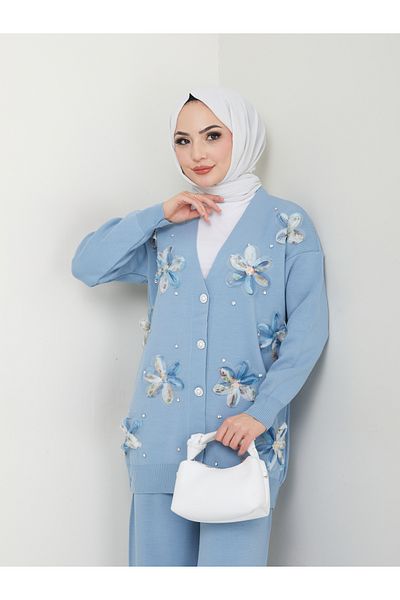 VOLT CLOTHİNG Kadın Çiçek Nakışlı Triko İkili Takım