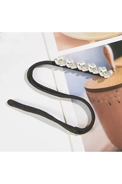 Takıtolia Stellar - Bandă de păr pliabilă cu model de flori albe, cu pietre d...