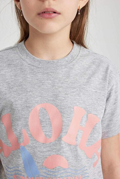 DeFacto B5090a8 Ss Girl's Printed Short Sleeve T-Shirt