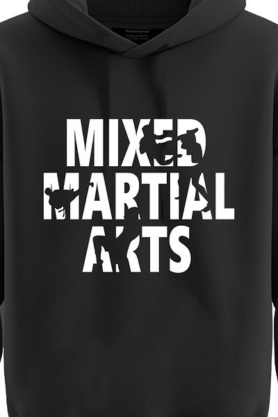 TOP GLORY Суитшърт с качулка и принт с MMA мотиви на гърдите - 3-прежден суитшърт MMA4541