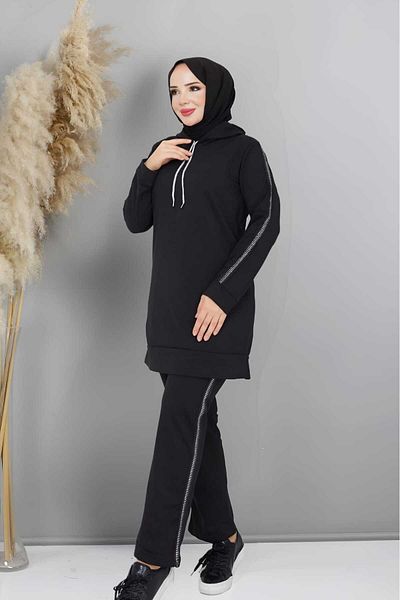 CNG MODA Women's Hooded Sleeve Striped Tracksuit Set